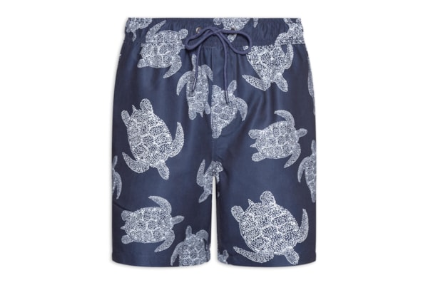 Short Masculino Beachwear Estampa Tartaruga - Azul