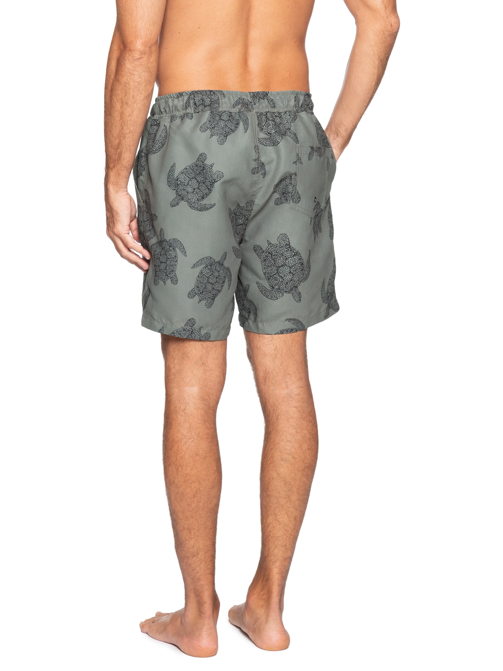 Short Masculino Beachwear Estampa Tartaruga Cinza Basiq Men