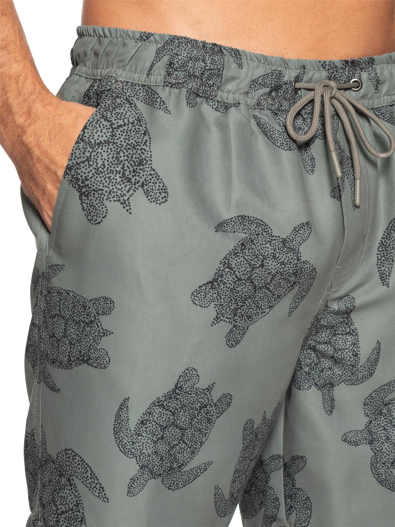 Short Masculino Beachwear Estampa Tartaruga Cinza Basiq Men