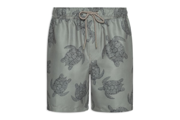 Short Masculino Beachwear Estampa Tartaruga - Cinza