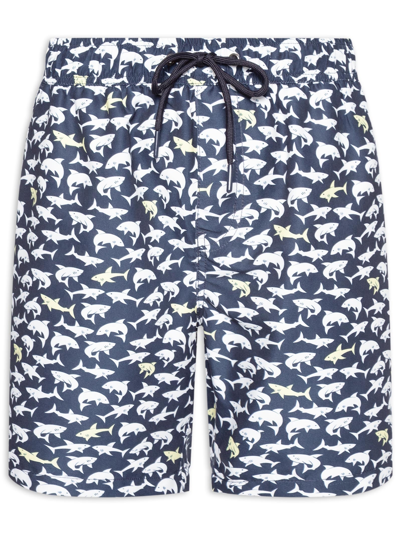 Short Masculino Beachwear Estampa Tubarão Azul Basiq Men