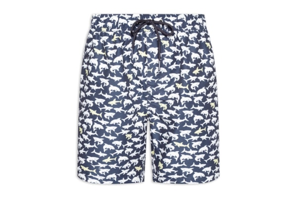 Short Masculino Beachwear Estampa Tubarão - Azul