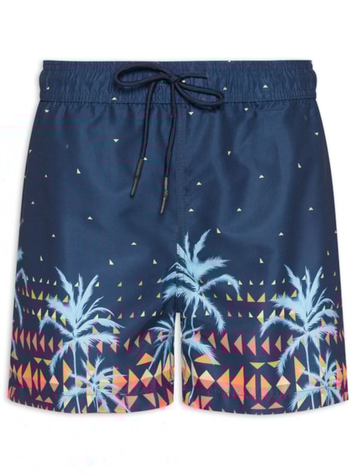 Short Masculino Beachwear Estampado – Azul