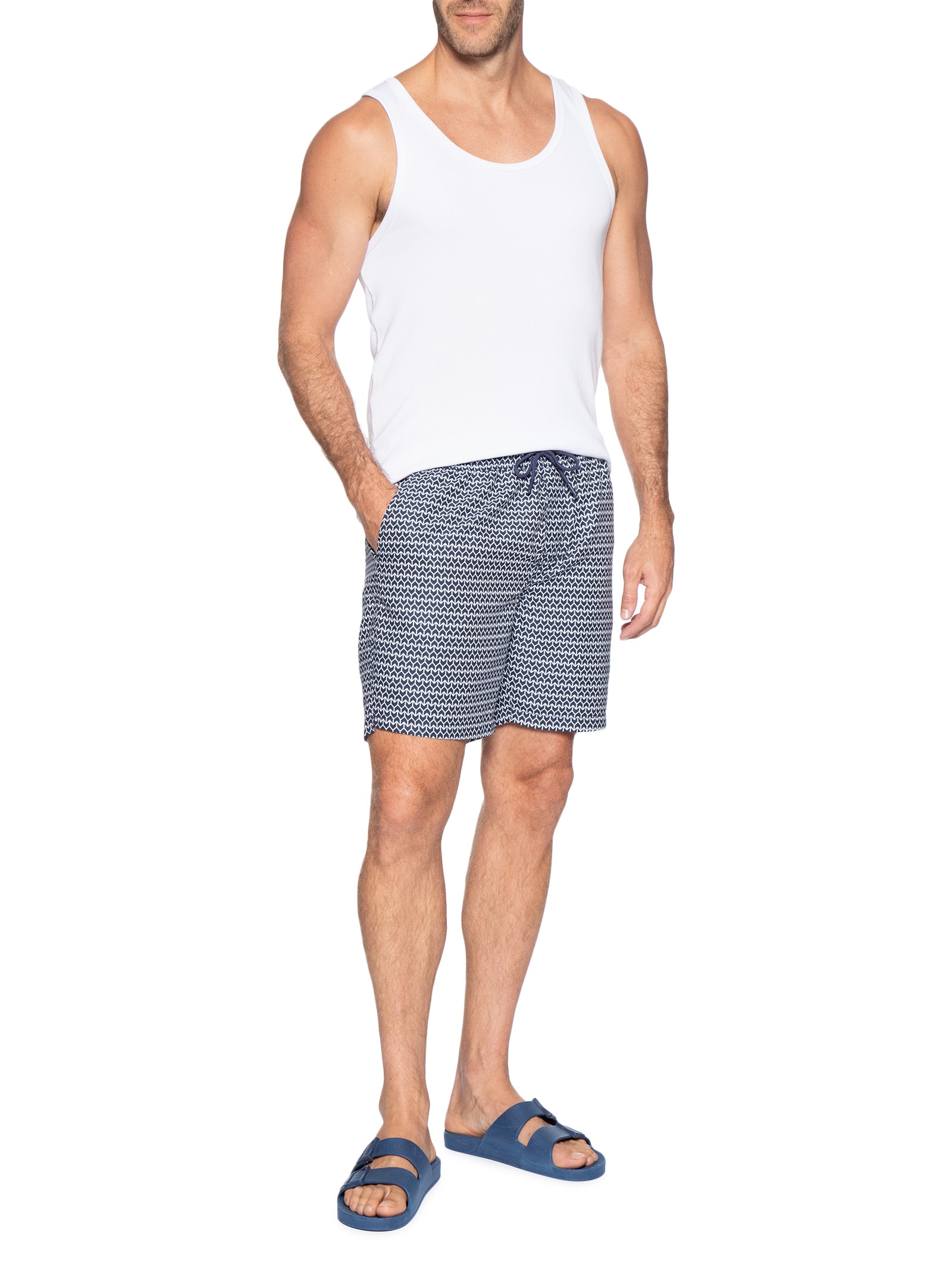 Short Masculino Beachwear Estampado Azul '2 Essential