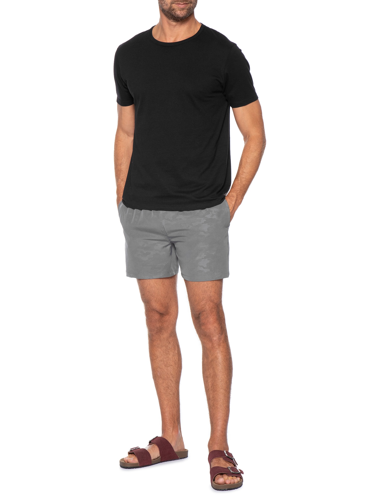 Short Masculino Beachwear Estampado Cinza Basiq Men