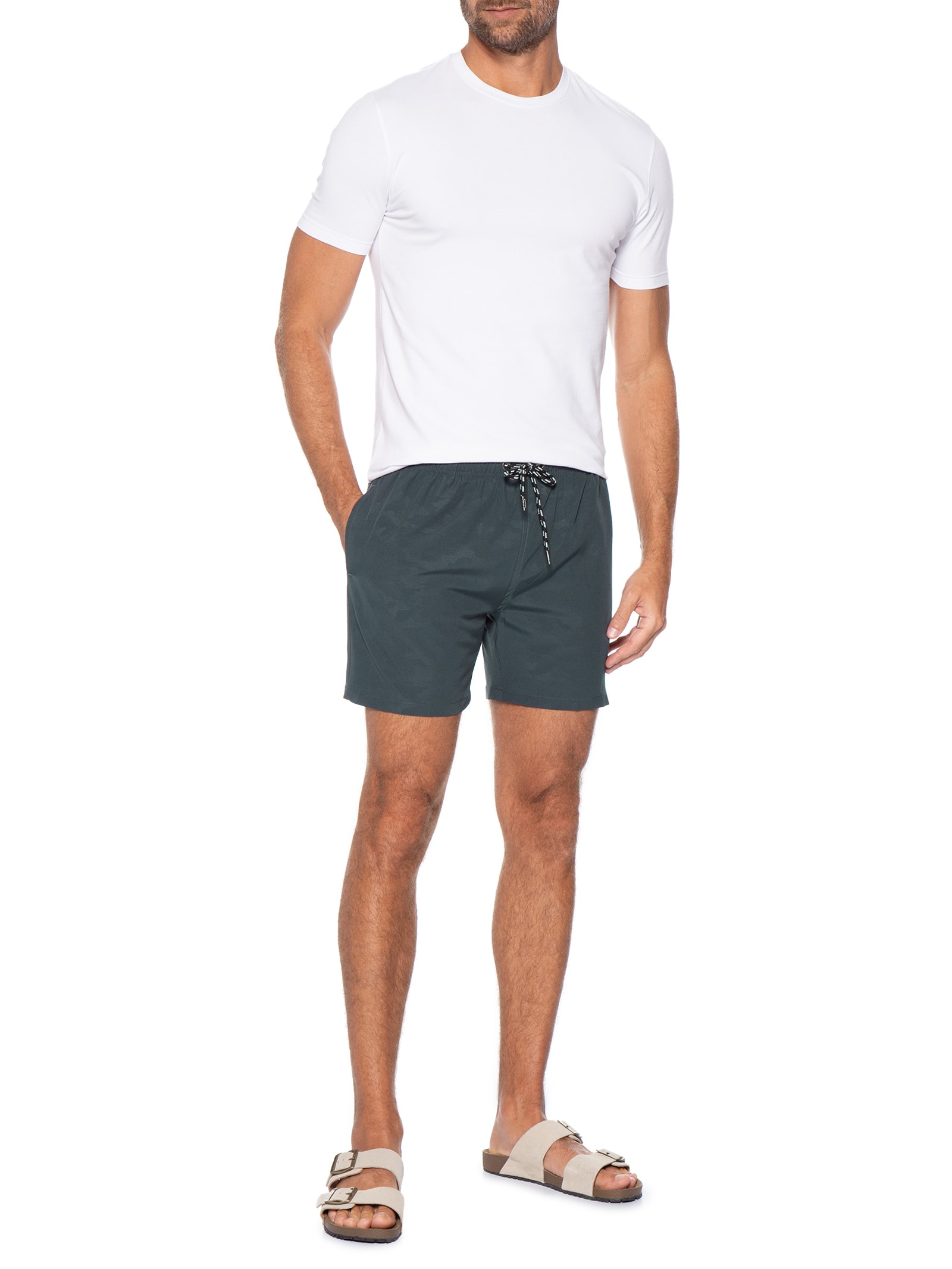 Short Masculino Beachwear Estampado Cinza Basiq Men