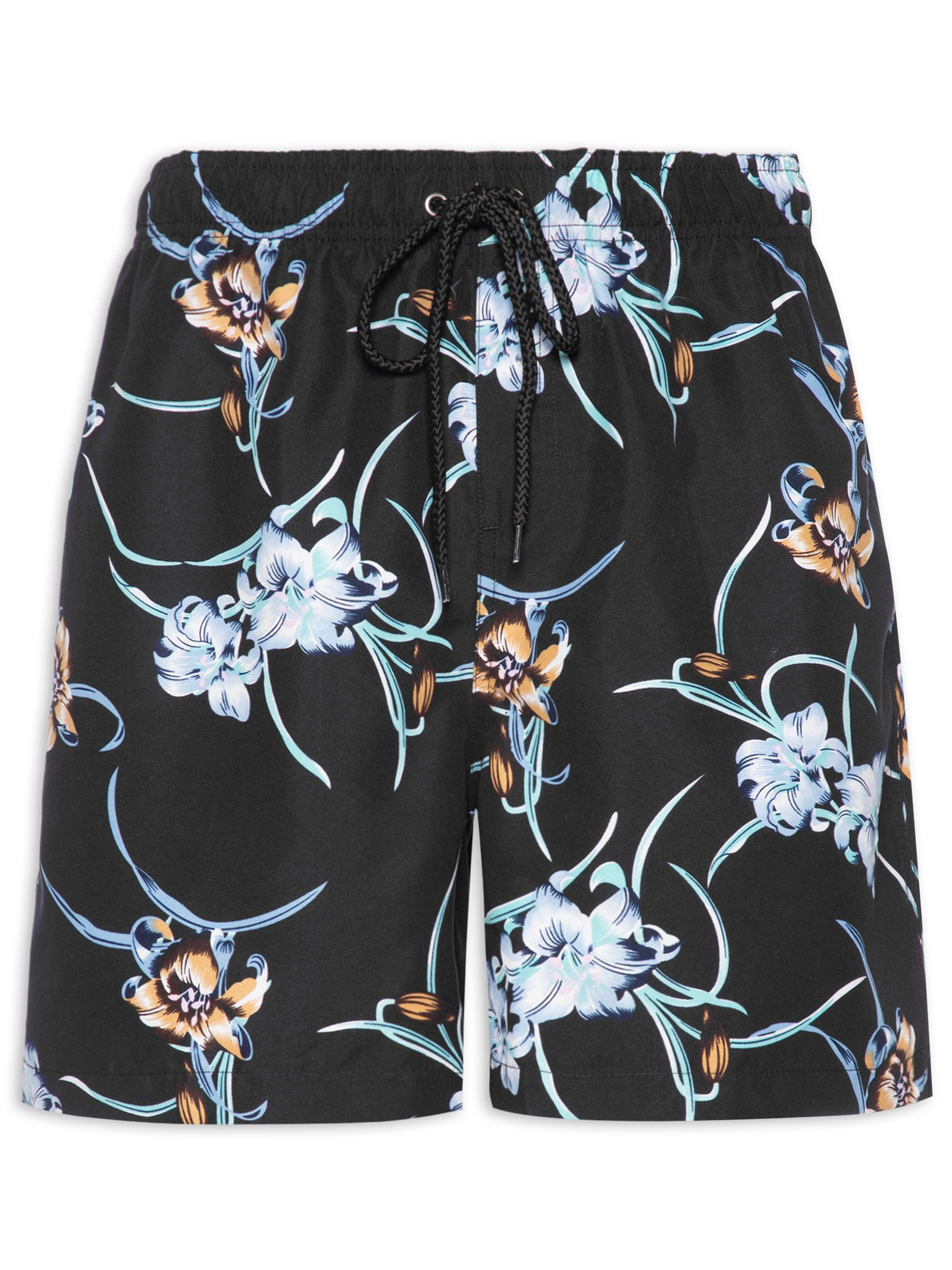 Short Masculino Beachwear Estampado Preto '2 Essential
