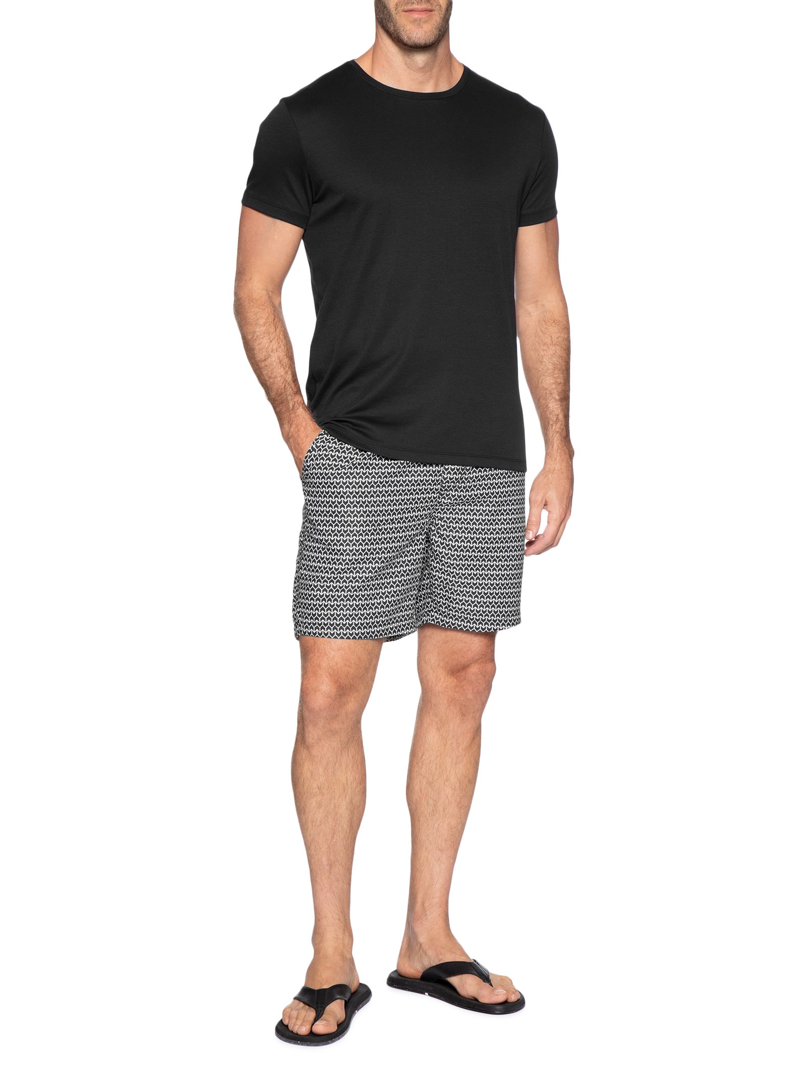 Short Masculino Beachwear Estampado Preto '2 Essential