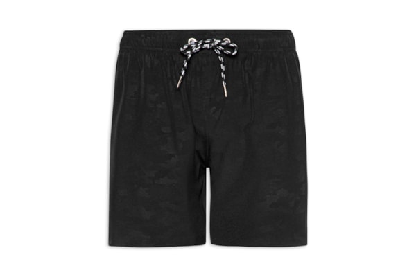 Short Masculino Beachwear Estampado - Preto