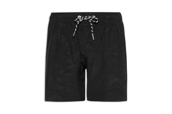 Short Masculino Beachwear Estampado - Preto