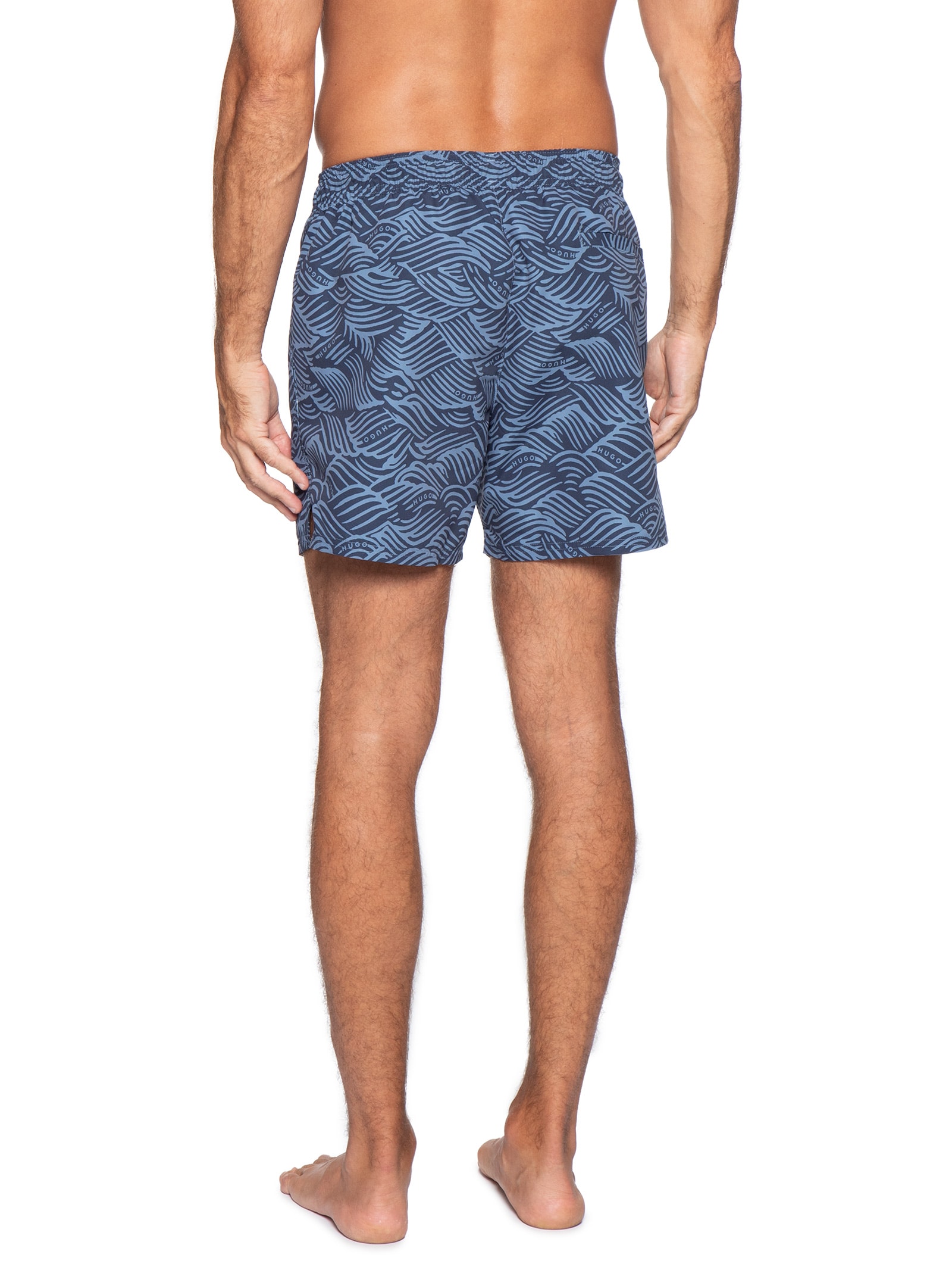 Short Masculino Beachwear Logo Wave Azul Hugo