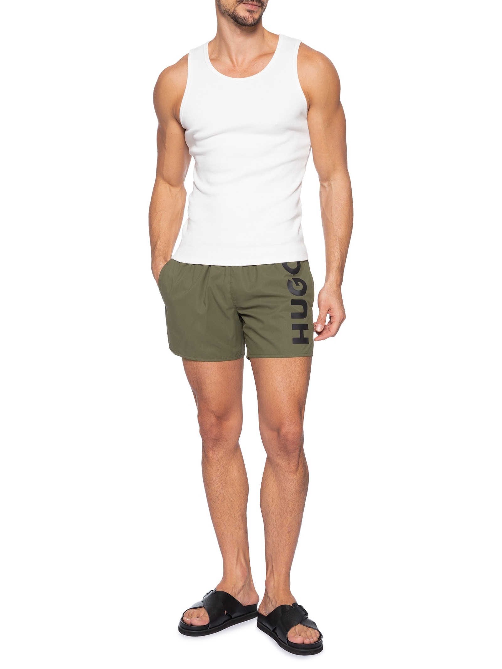 Short Masculino Beachwear Vertical Logo Abas Verde Hugo