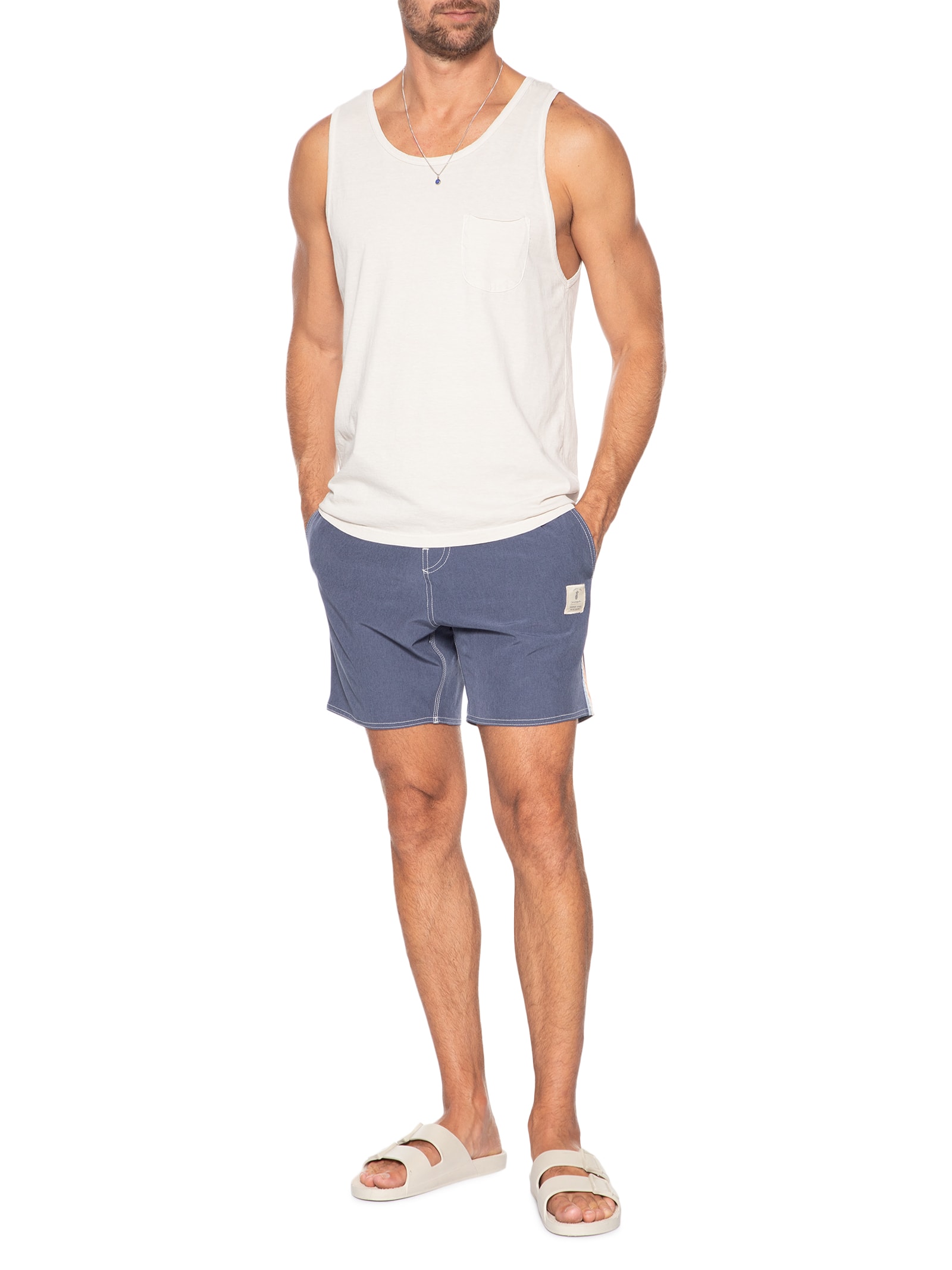 Short Masculino Board Liso Beachwear Azul Pineapple