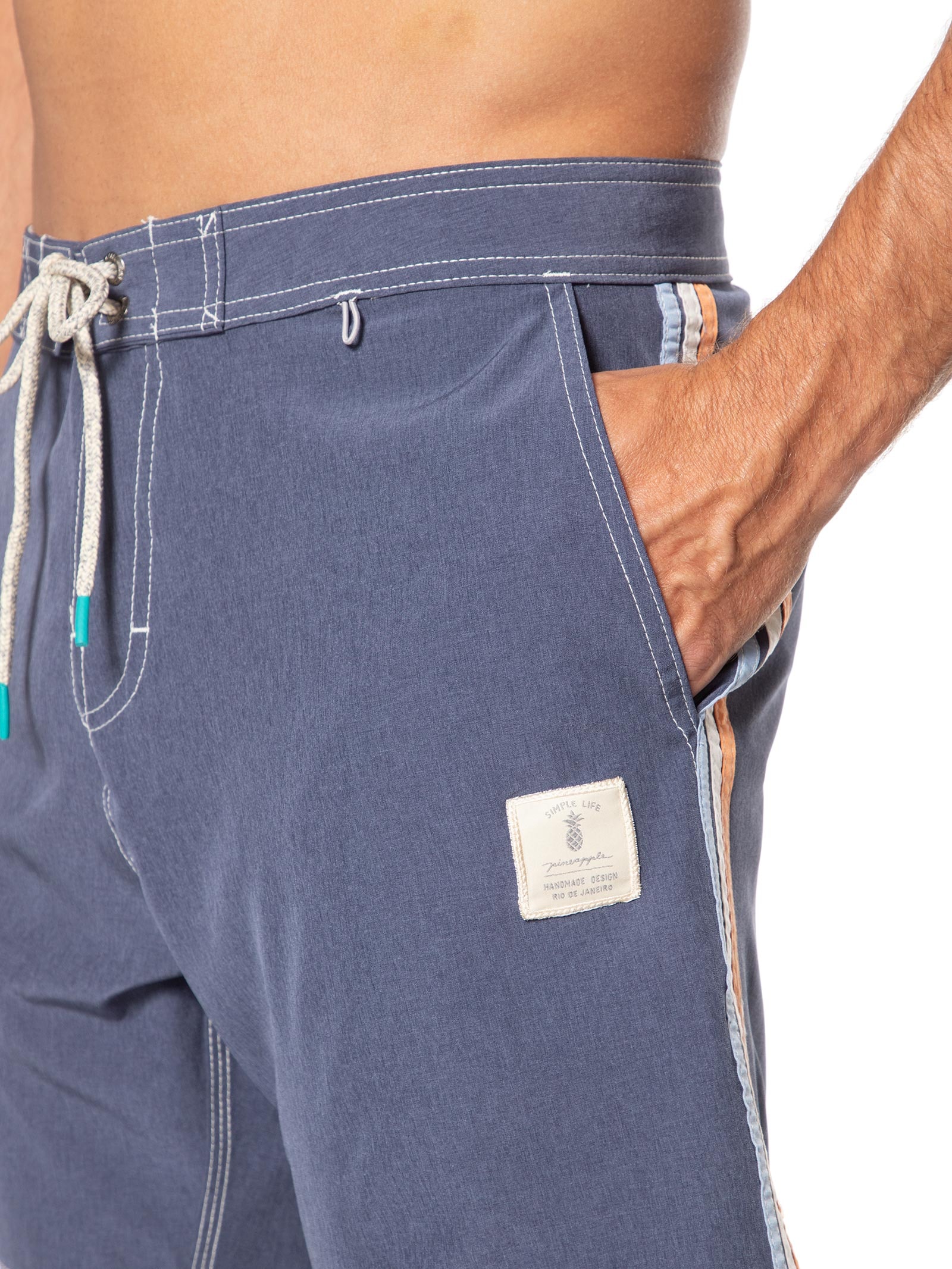 Short Masculino Board Liso Beachwear Azul Pineapple