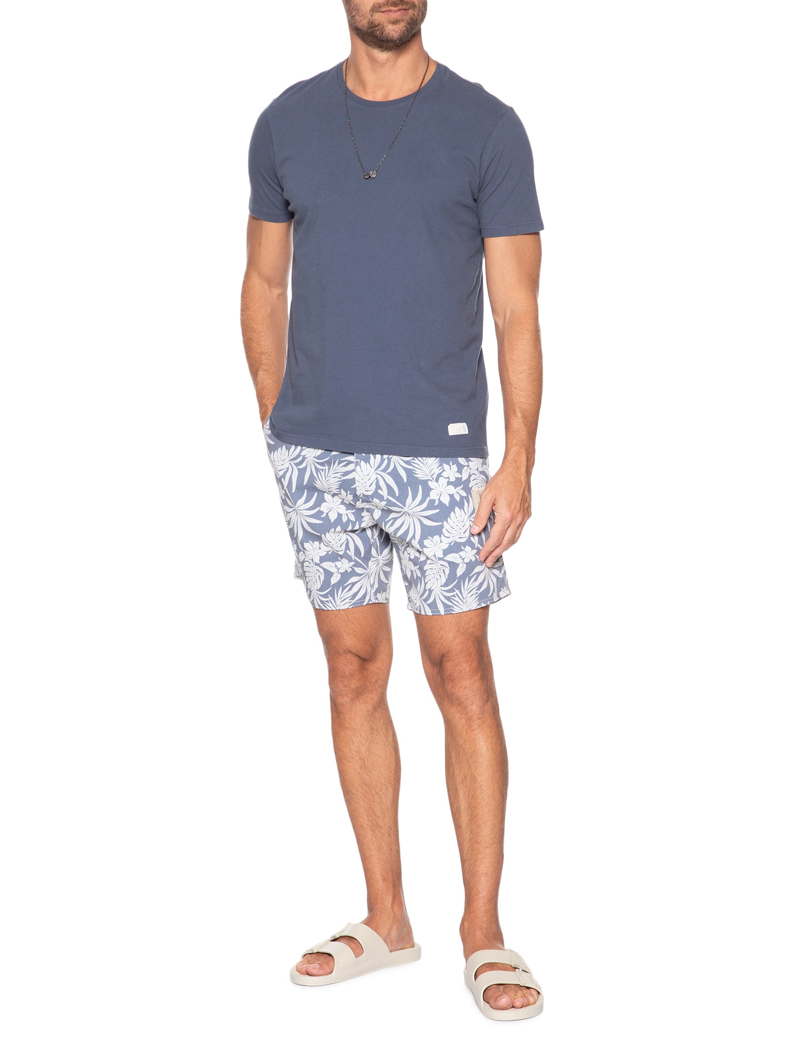 Short Masculino Board Tropical Beachwear Azul Pineapple