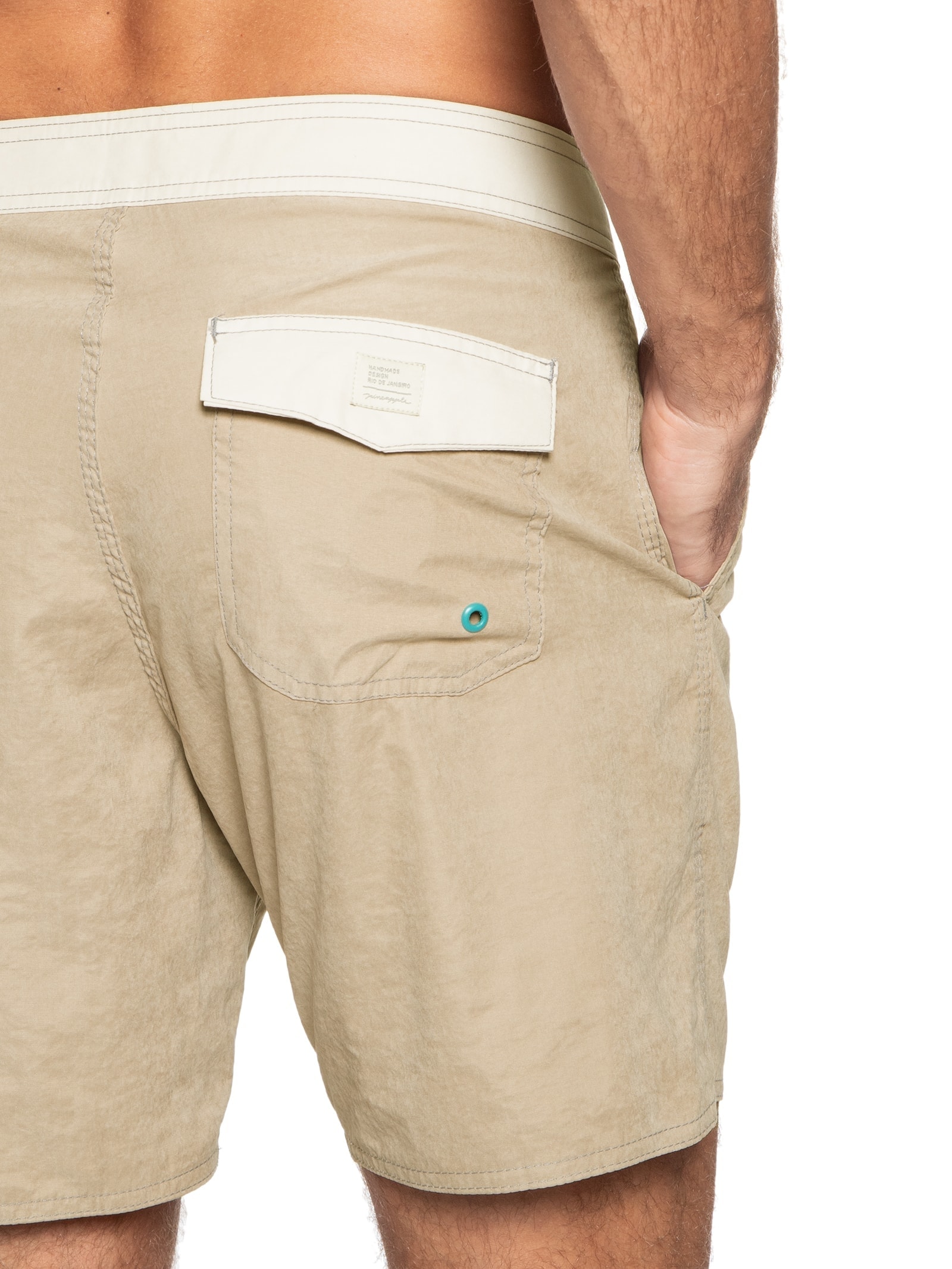 Short Masculino Board Vintage Liso Bege Pineapple