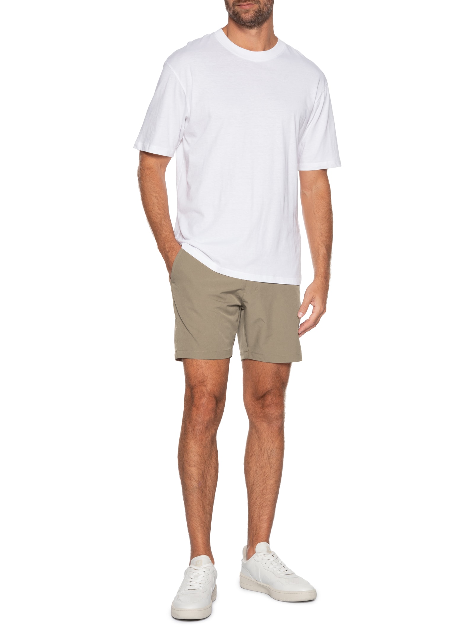 Short Masculino Casual com Cós Elástico Bege '2 Essential