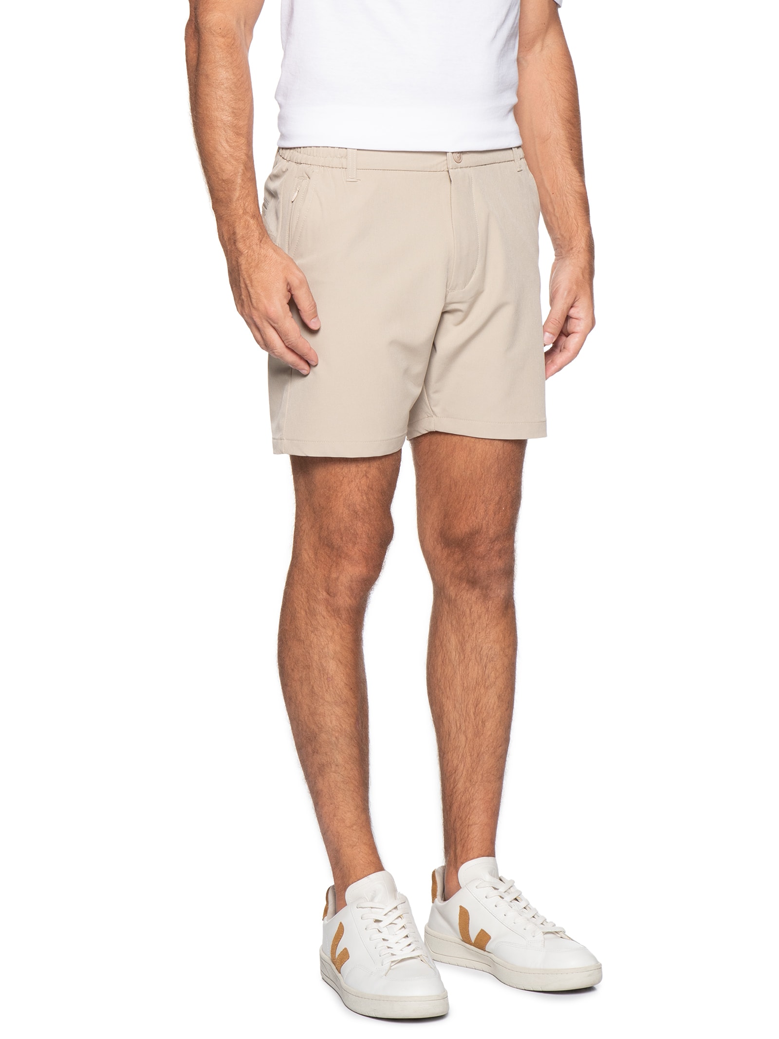 ?Short Masculino Casual com Cós Elástico Bege '2 Essential