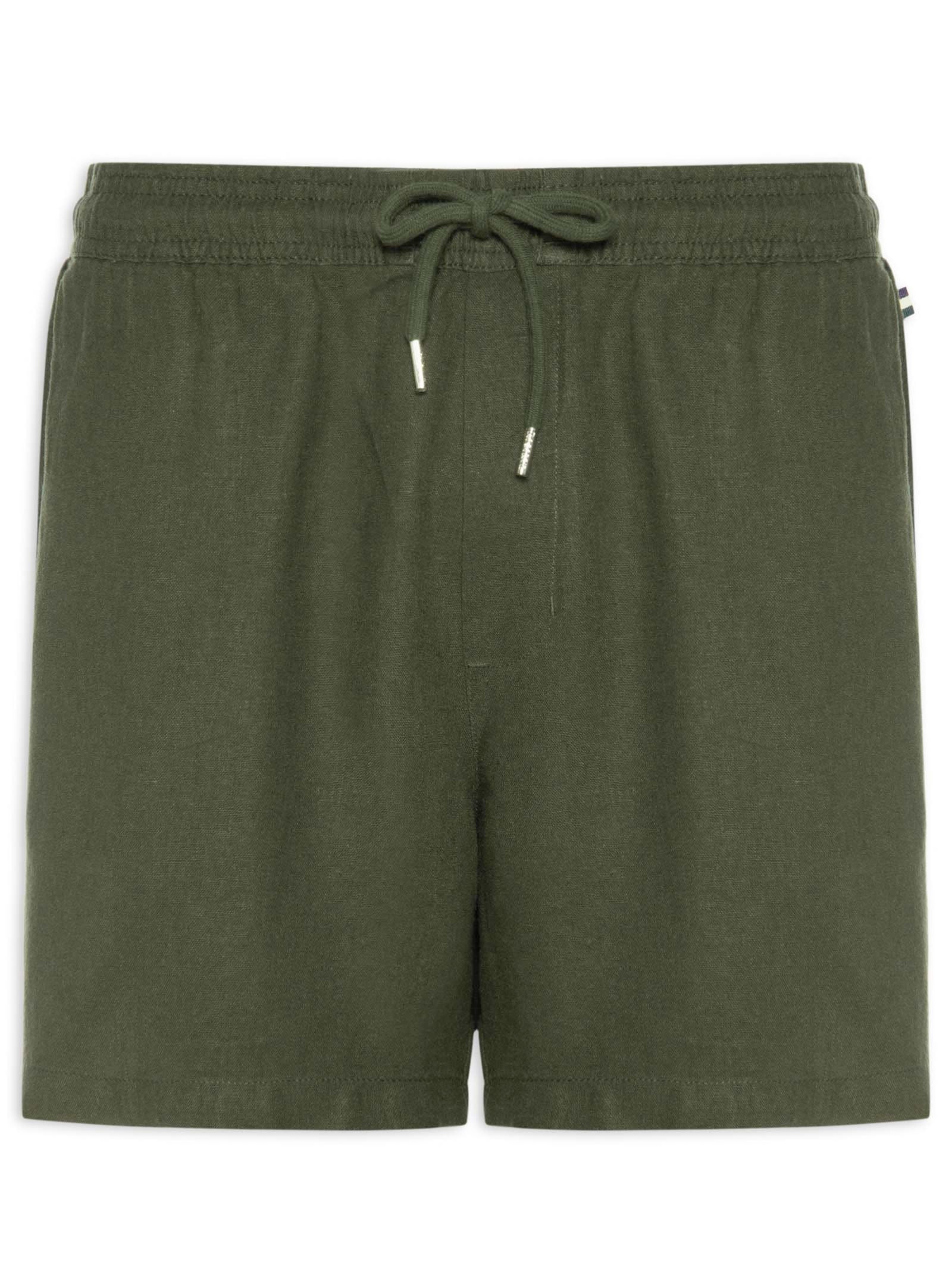 Short Masculino Casual Linho Plus Verde Reserva
