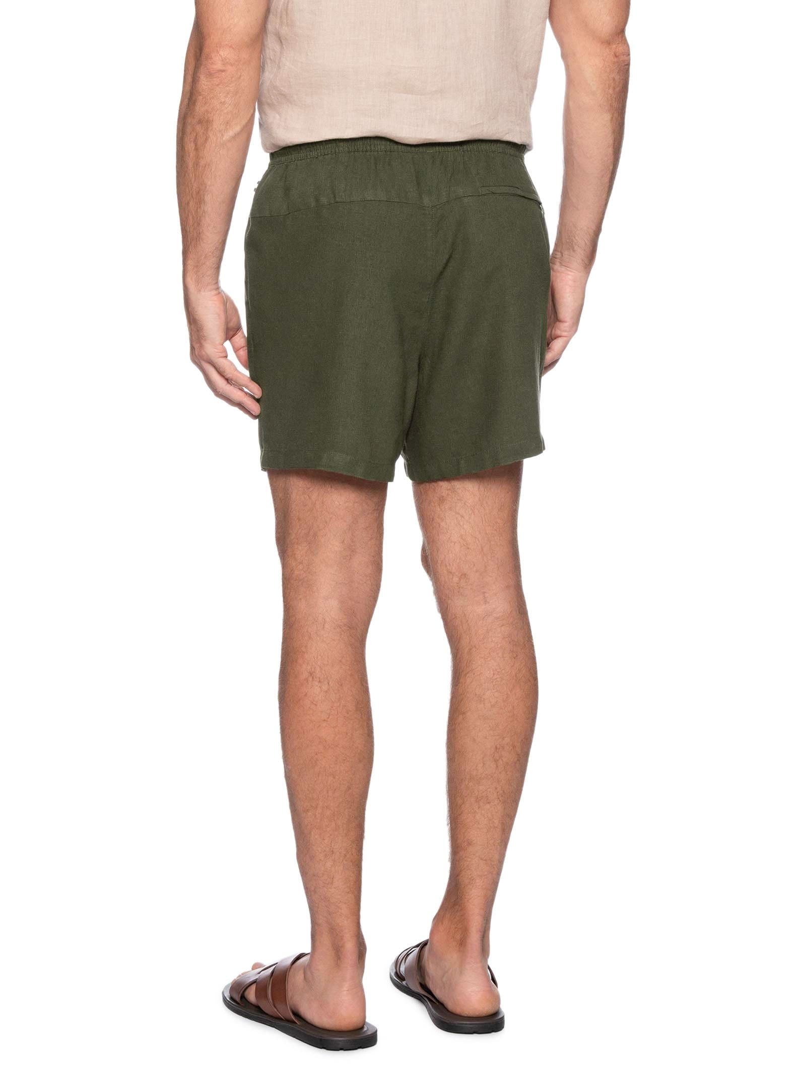 Short Masculino Casual Linho Plus Verde Reserva