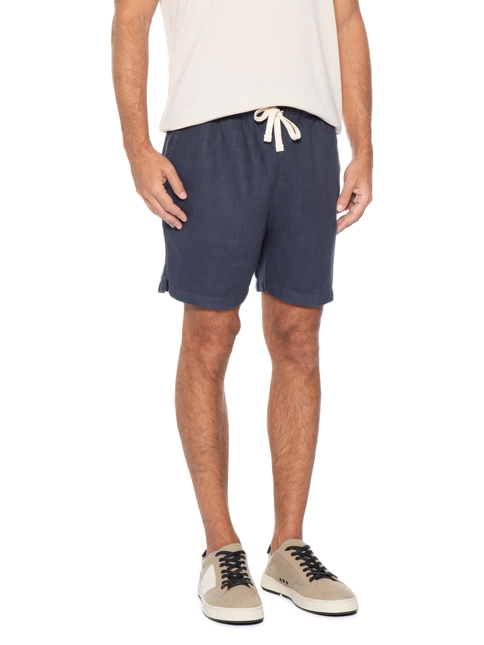 Short Masculino Casual  Puro Linho Pier Azul Foxton