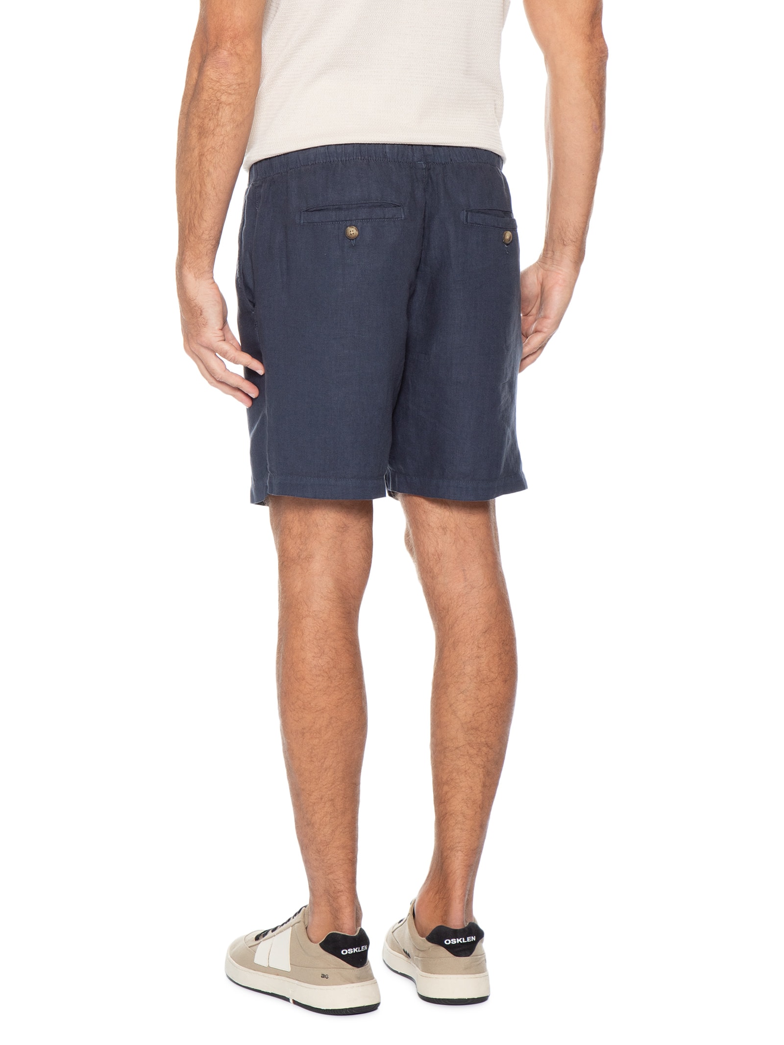 Short Masculino Casual  Puro Linho Pier Azul Foxton