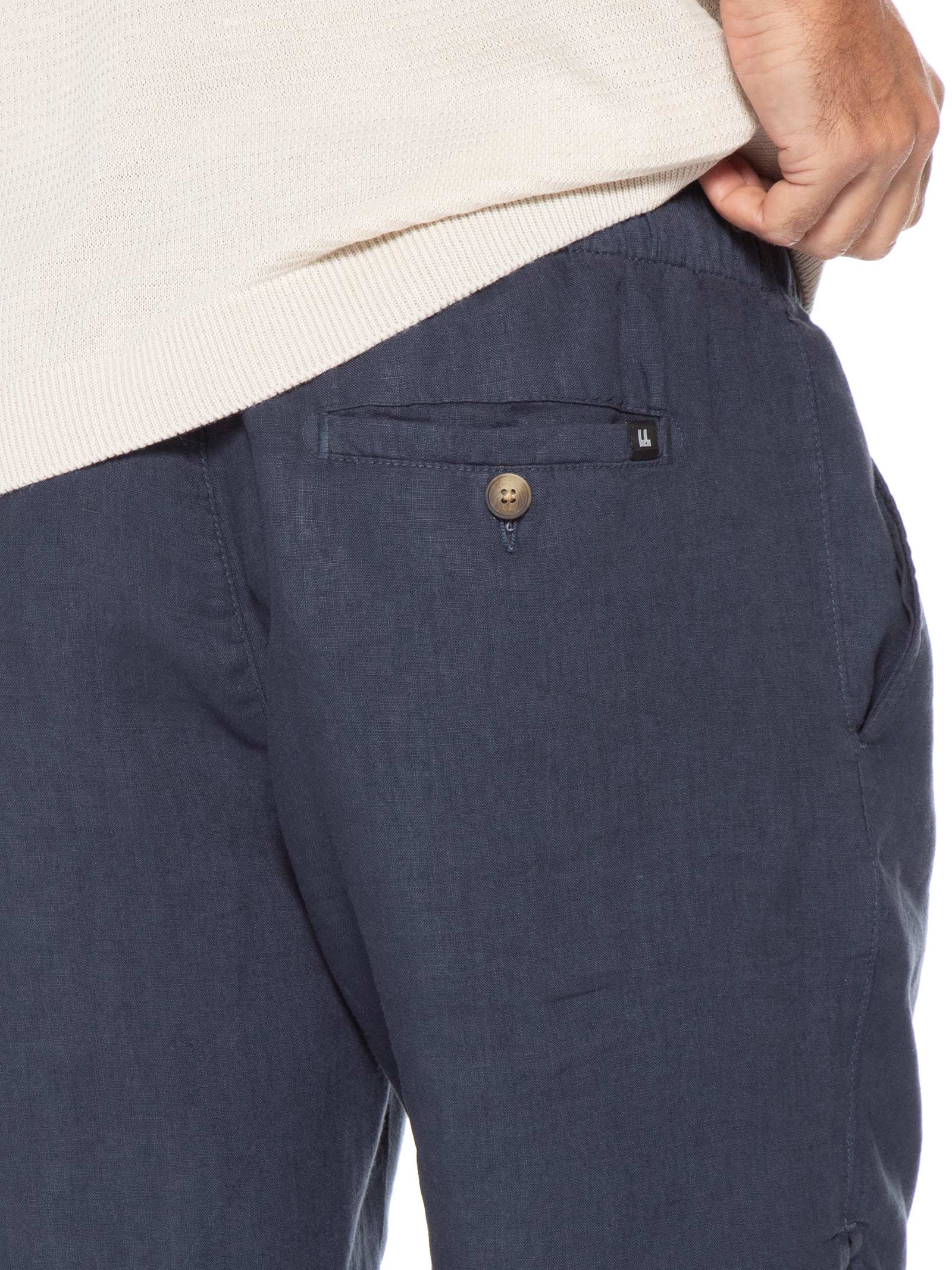 Short Masculino Casual  Puro Linho Pier Azul Foxton
