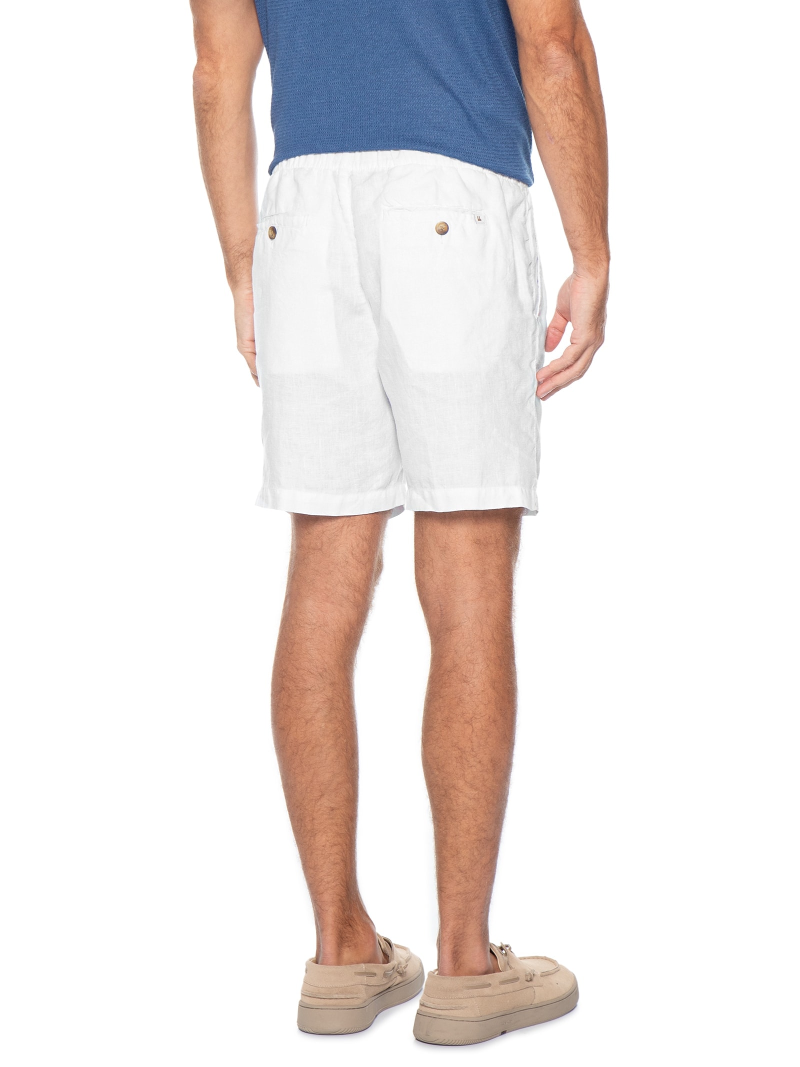 Short Masculino Casual Puro Linho Pier Branco Foxton