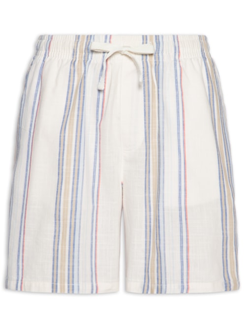 Short Masculino Casual Slub Straight Fit Beach – Off White