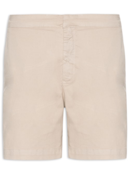 Short Masculino Chino com Fivela em Sarja com Elastano – Bege
