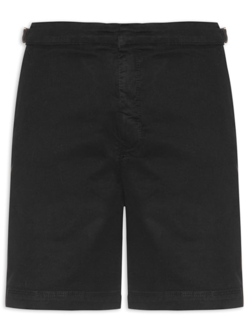 Short Masculino Chino Com Fivela Em Sarja Com Elástico – Preto