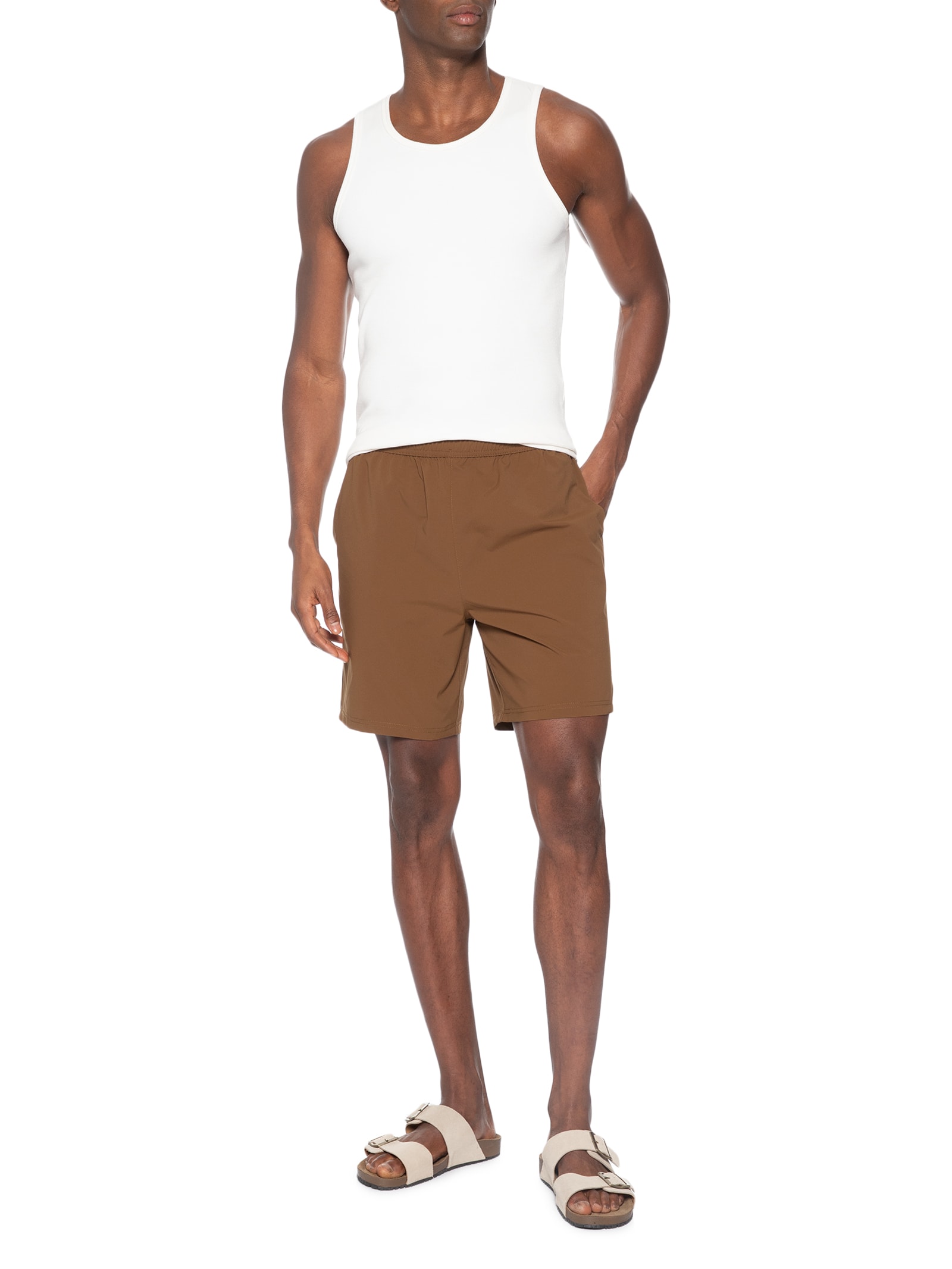 Short Masculino Color Beachwear Marrom Basiq Men