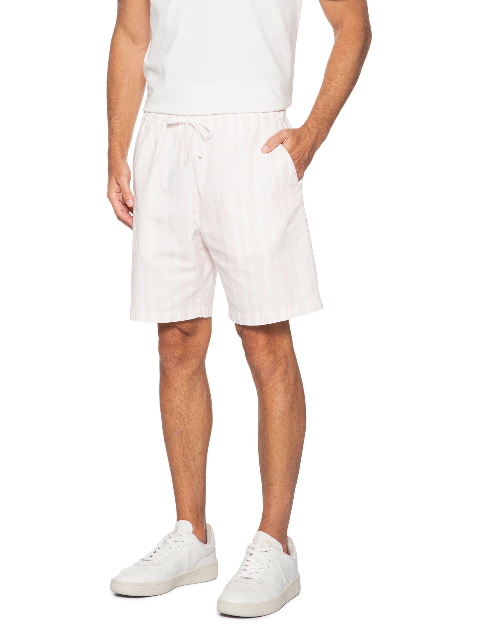 Short Masculino Cotton Linen Rosa Lacoste