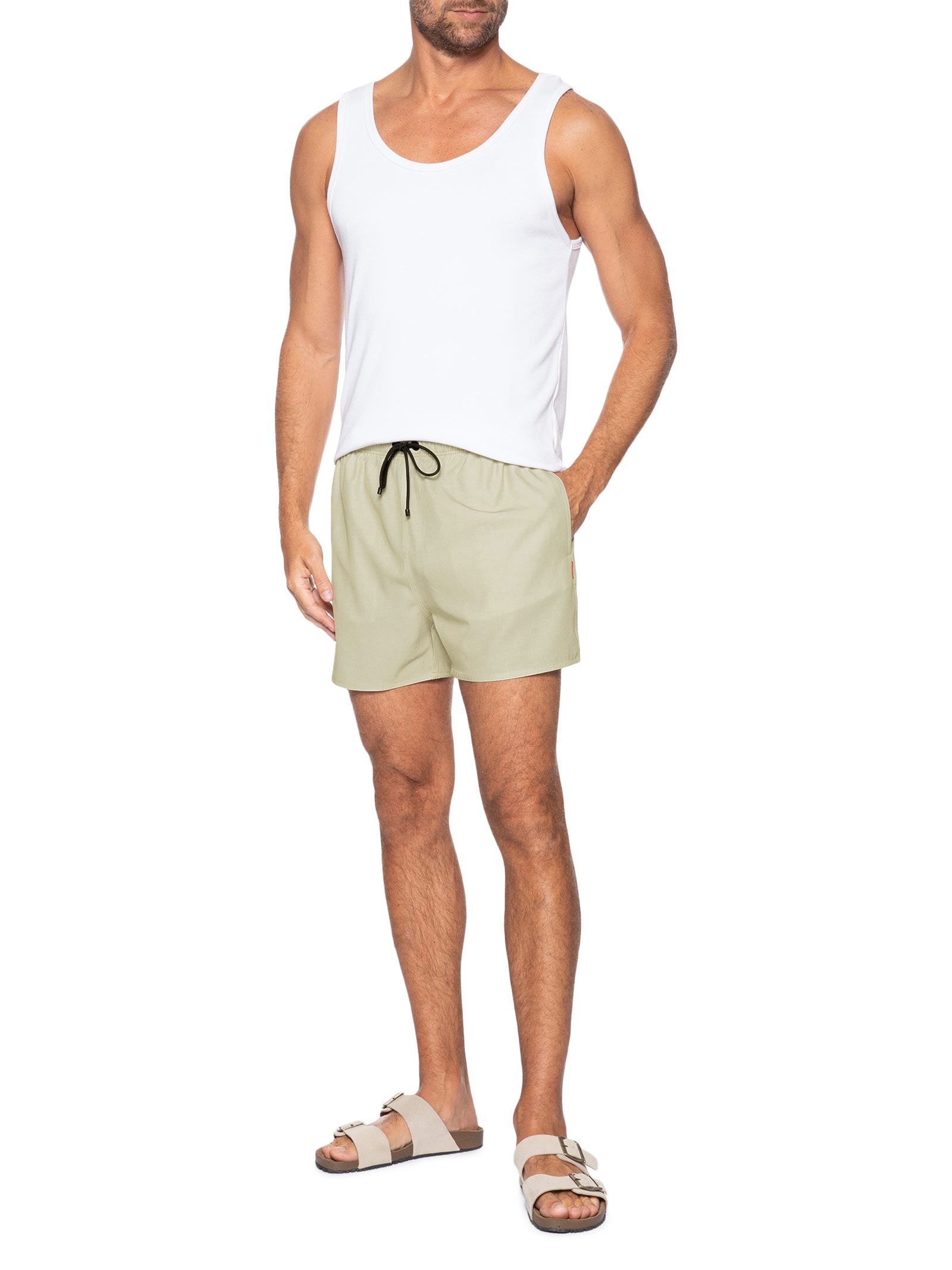 Short Masculino De Praia Básico Textura Bege Reserva