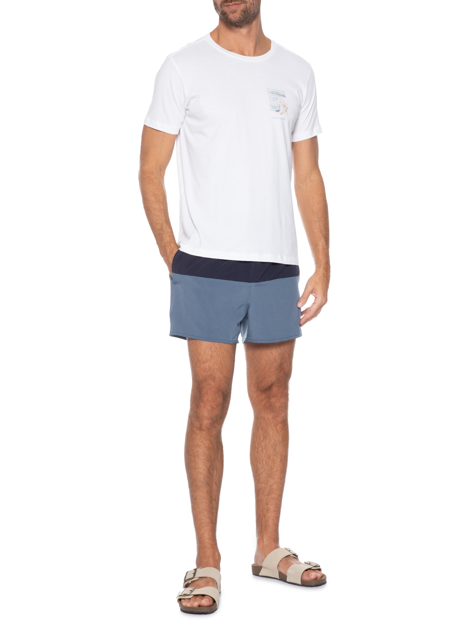 Short Masculino de Praia Color Block Azul Reserva