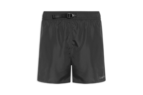 Short Masculino De Praia Com Cós Ajustável - Preto