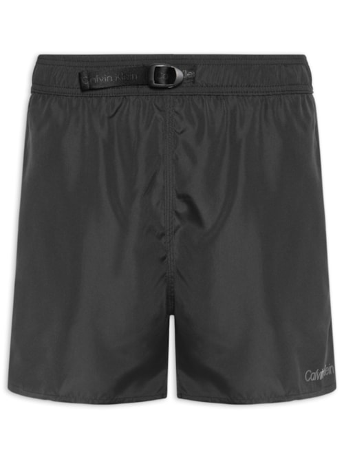 Short Masculino De Praia Com Cós Ajustável – Preto