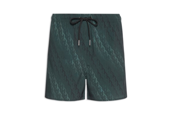 Short Masculino De Praia Com Elástico Monograma - Preto