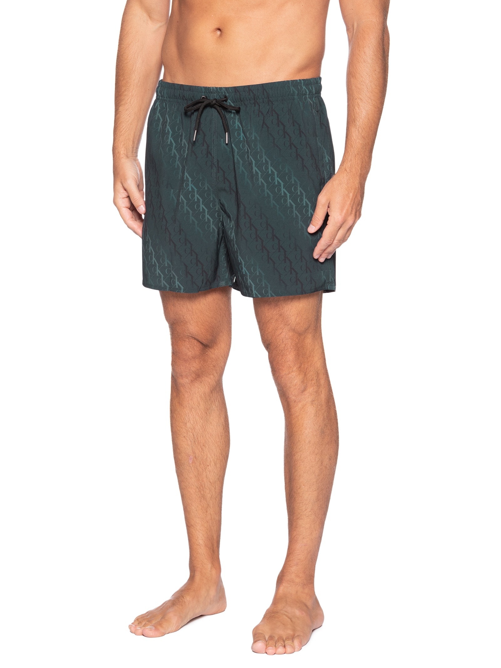 Short Masculino De Praia Com Elástico Monograma Preto Calvin Klein Jeans