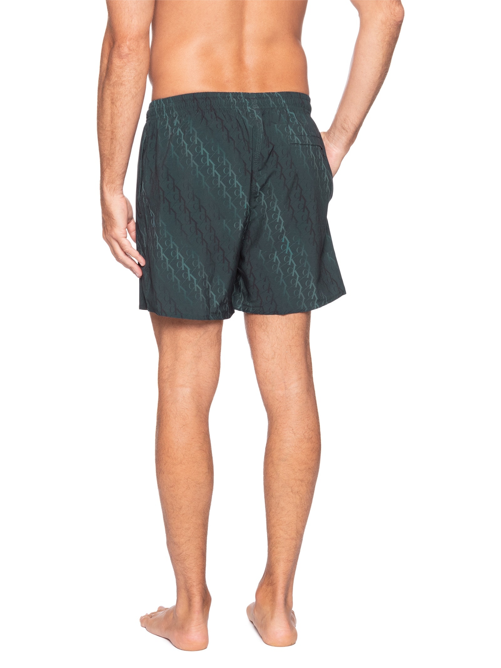 Short Masculino De Praia Com Elástico Monograma Preto Calvin Klein Jeans