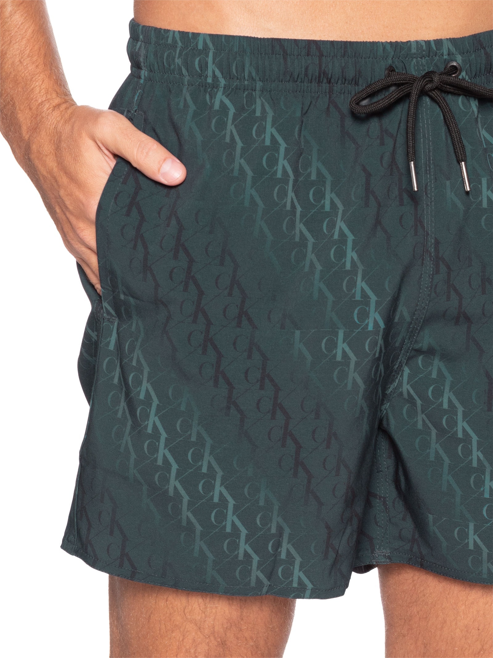 Short Masculino De Praia Com Elástico Monograma Preto Calvin Klein Jeans