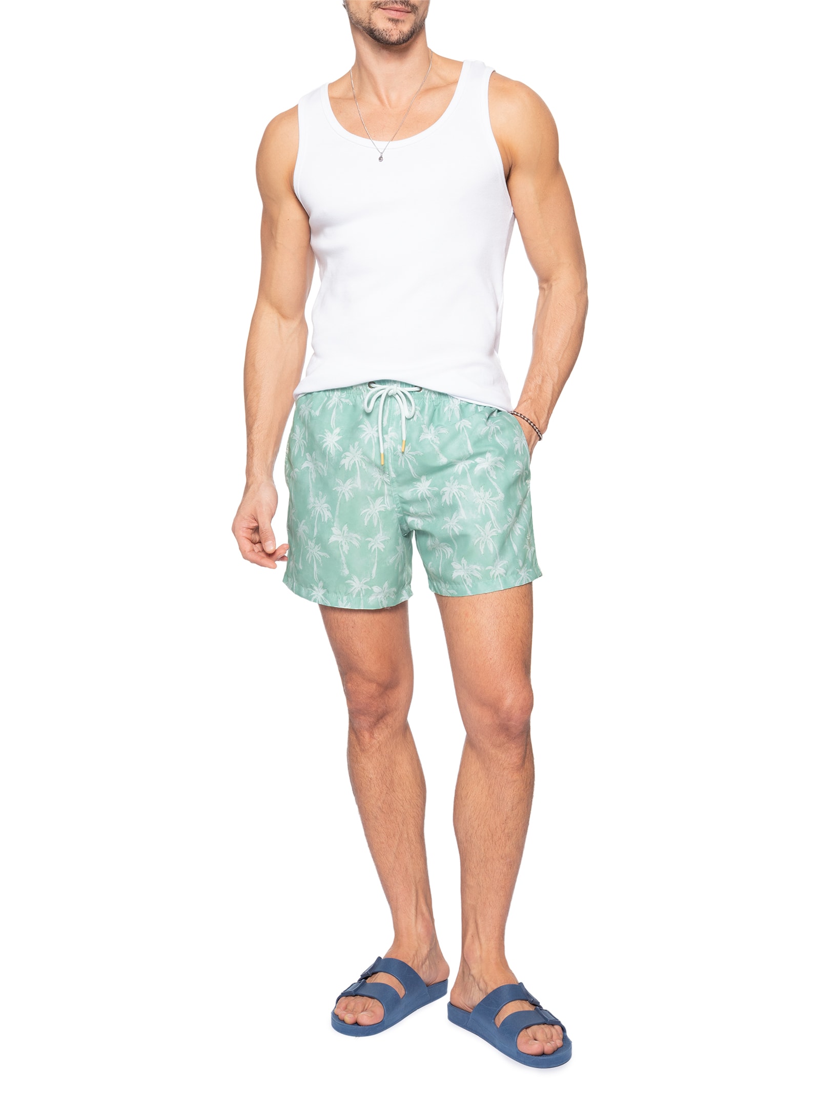 Short Masculino De Praia Coqueiros Verde Pineapple