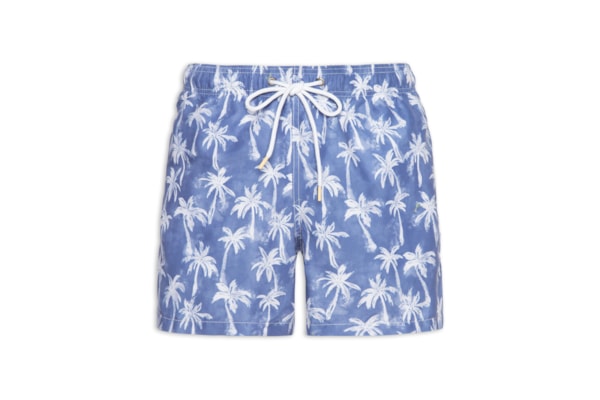 Short Masculino De Praia Estampa Coqueiros - Azul