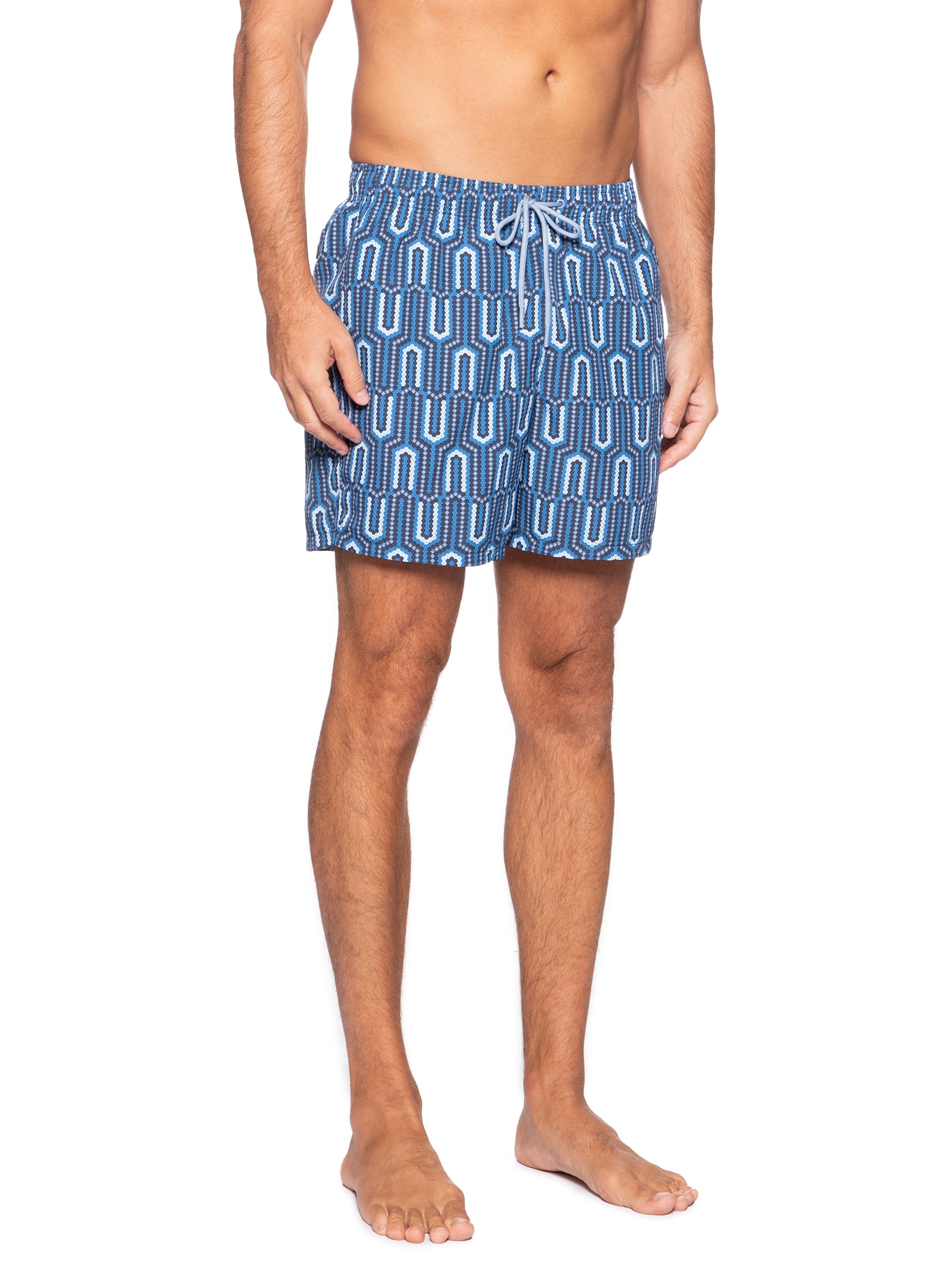 Short Masculino De Praia Estampado Com Cordão Azul Tommy Hilfiger