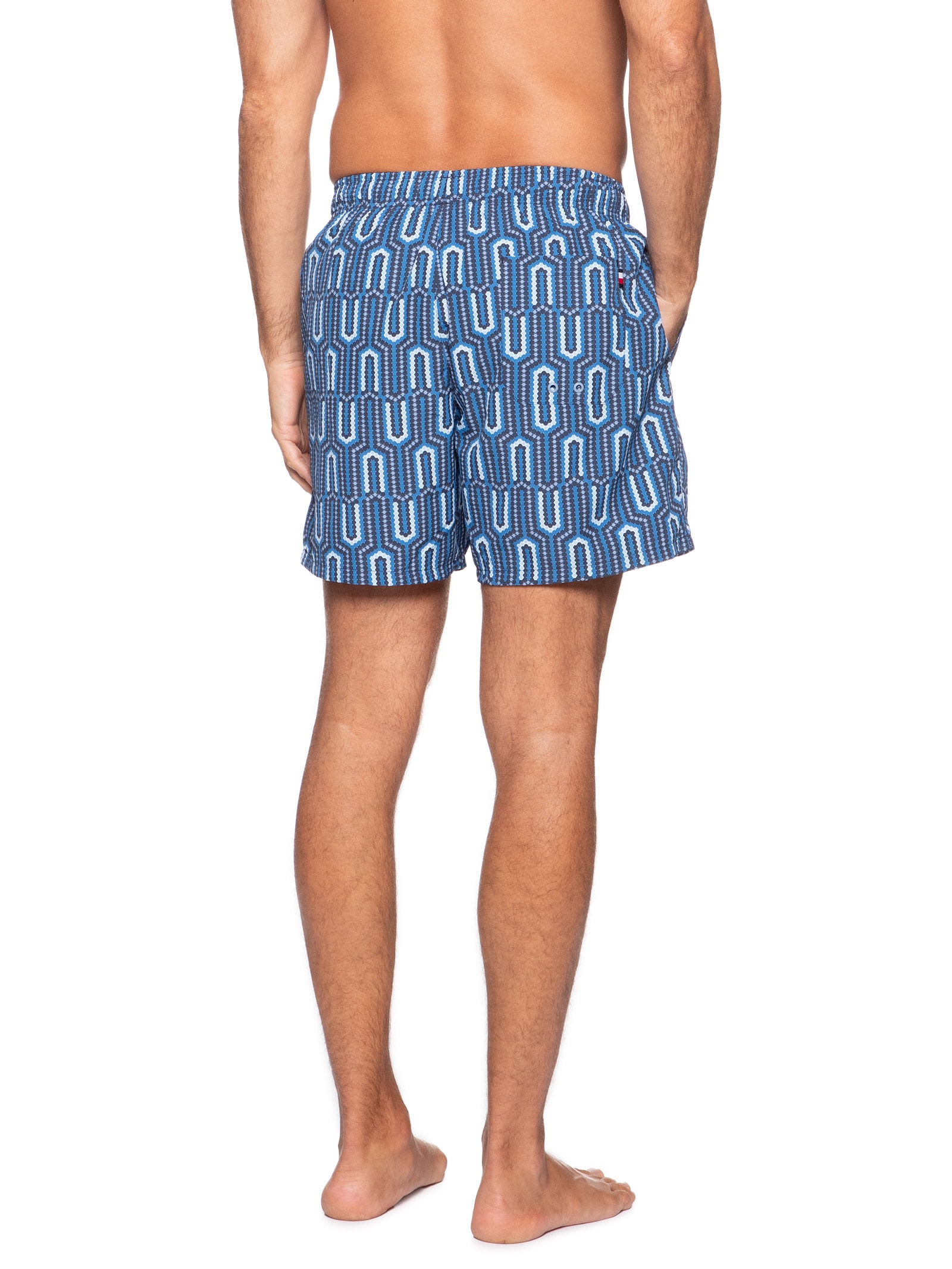 Short Masculino De Praia Estampado Com Cordão Azul Tommy Hilfiger