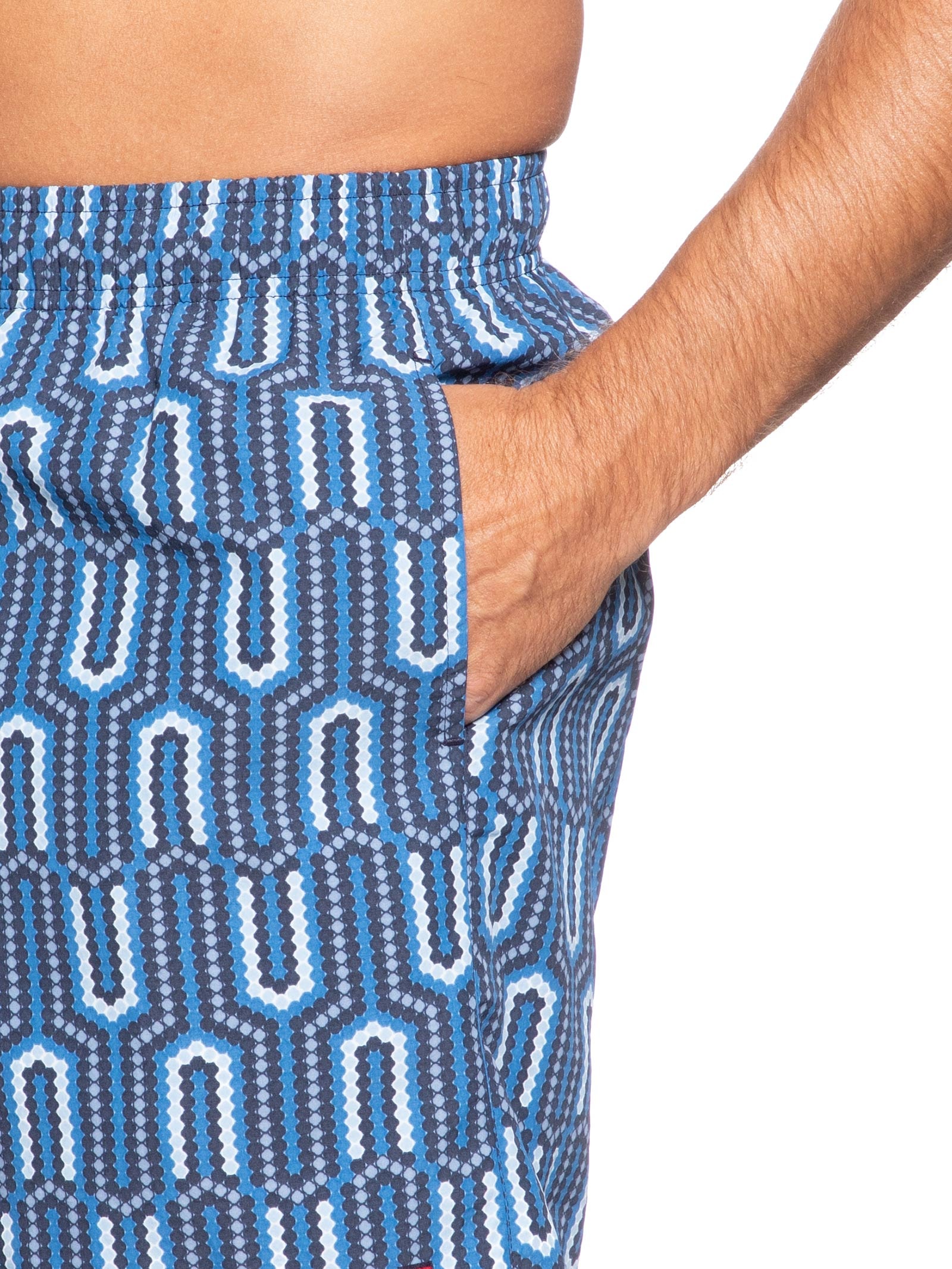 Short Masculino De Praia Estampado Com Cordão Azul Tommy Hilfiger