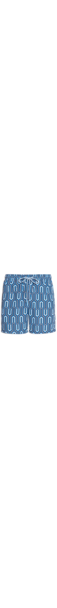 Short Masculino De Praia Estampado Com Cordão - Azul