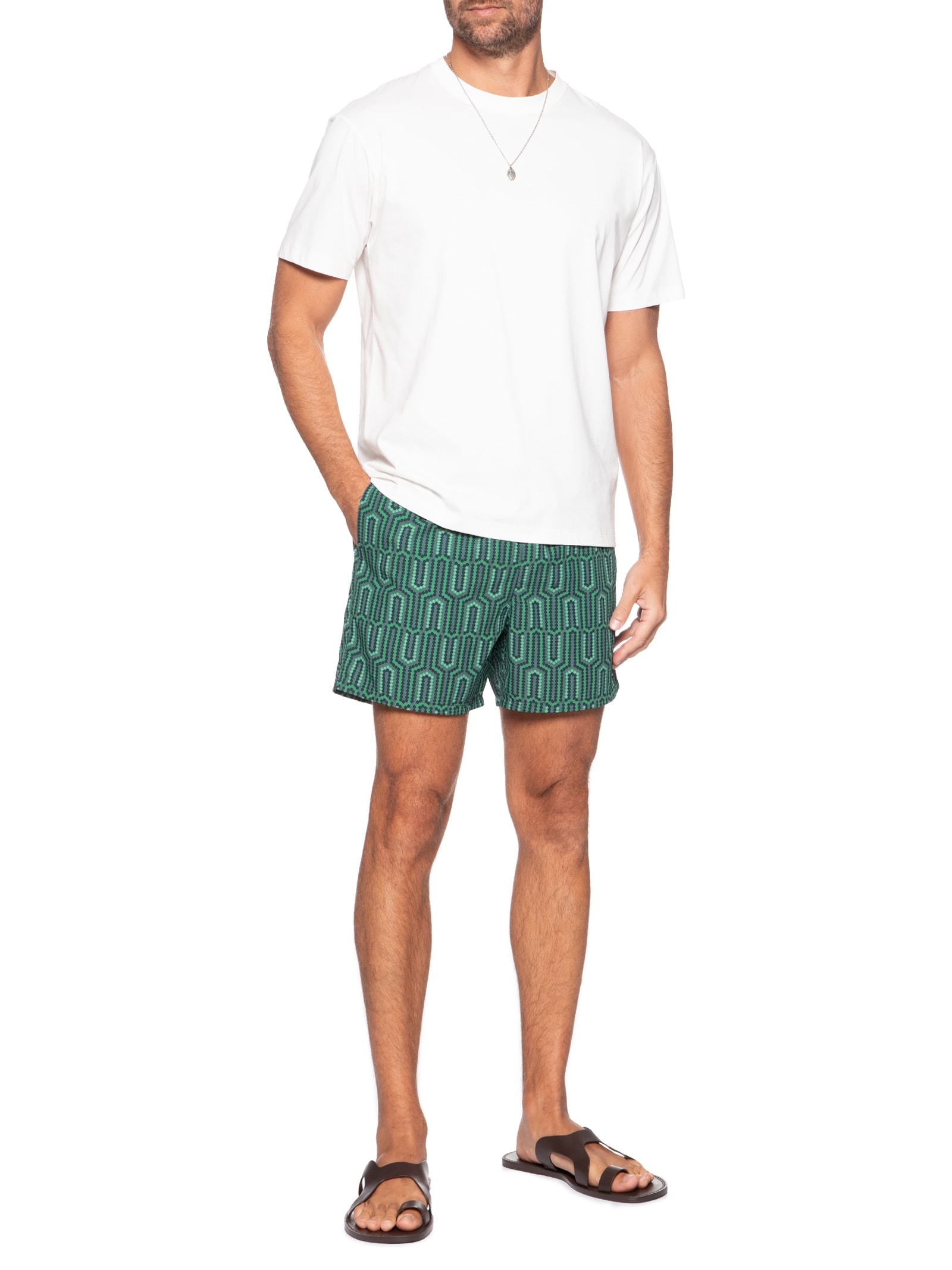 Short Masculino De Praia Estampado Com Cordão Verde Tommy Hilfiger