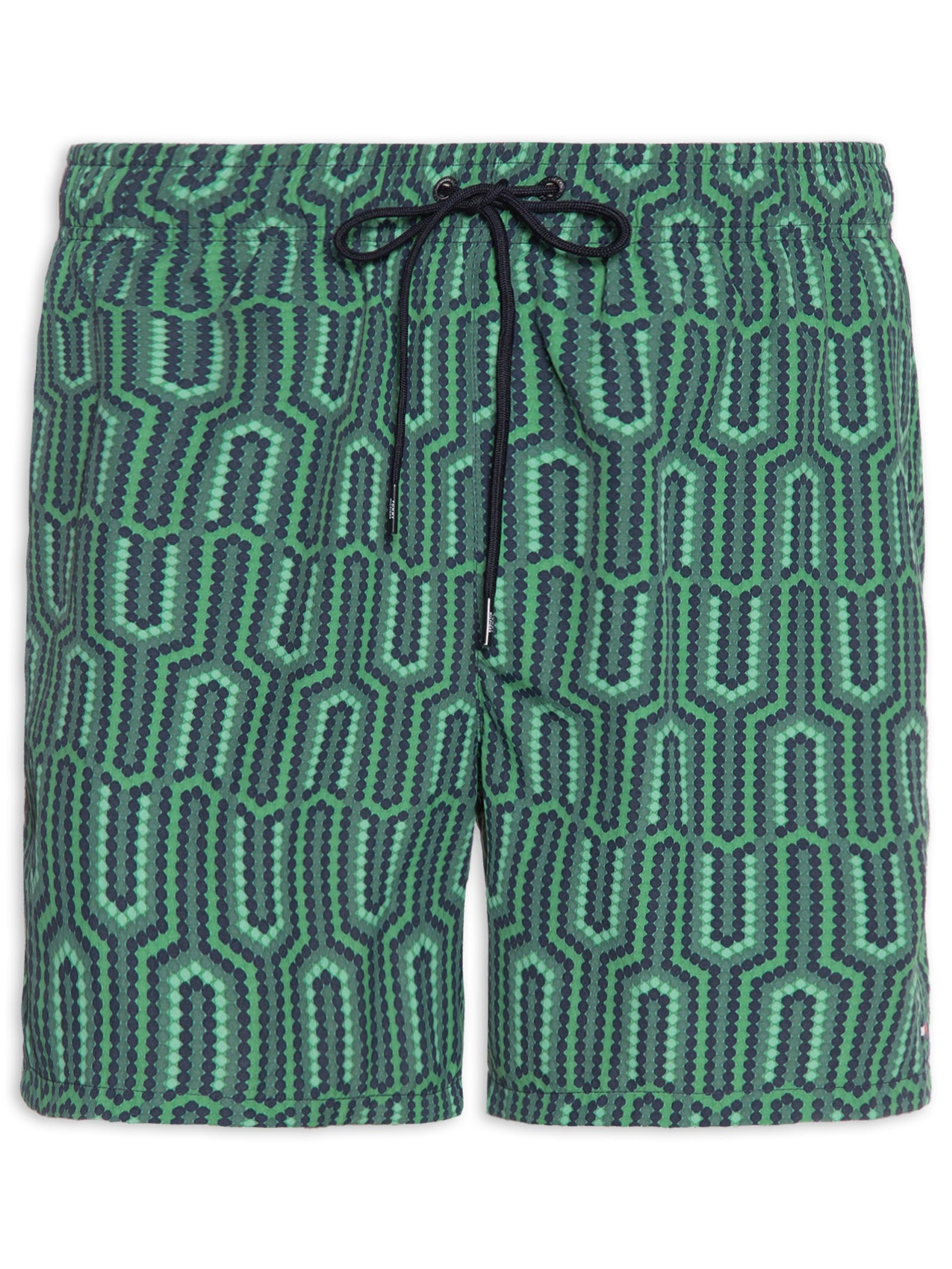 Short Masculino De Praia Estampado Com Cordão Verde Tommy Hilfiger