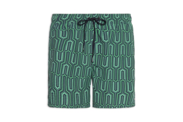 Short Masculino De Praia Estampado Com Cordão - Verde